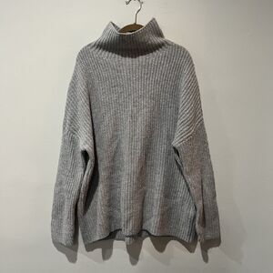 Naadam Wool Cashmere Turtleneck Sweater Women’s Small Gray Ribbed Fisherman